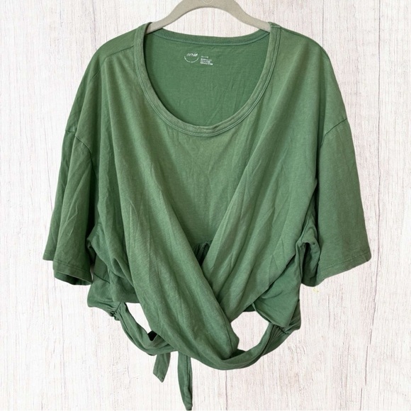 Aerie Cropped Oversized Wrapback Tie Back Short Sleeve Tee Shirt size XXL - Picture 2 of 7
